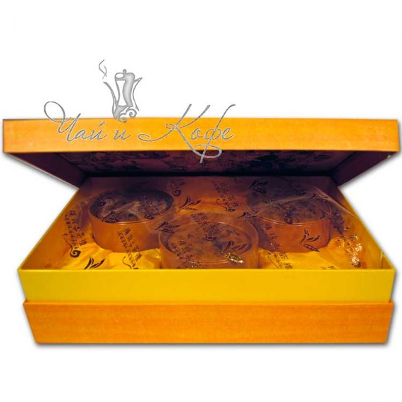 Подарочная коробка Китайское чаепитие (желтый картон 3 ж/б по 50 г)