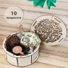 Новогодний #15 подарочный набор с чагочаем и сладостями в круглой деревянной шкатулке - фото 1
