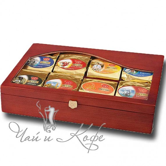 Эксклюзивная коллекция подарочный набор с чаем Tea Tang (8 видов по 50 г) в деревянной шкатулке со стеклом