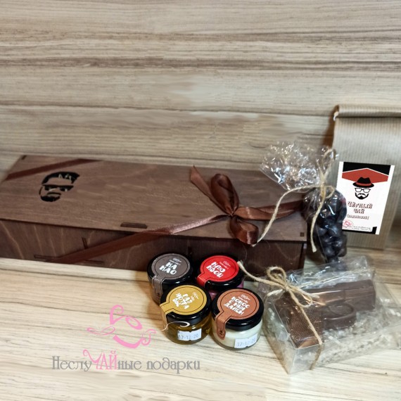 Браун подарочный набор  с чаем/кофе в деревянной шкатулке 32*12*5 см