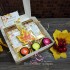 Подарочный набор-сувенир Осенний для учителя (воспитателя) # 9 с чаем и сладостями в крафт-коробке 20*20 см (близко сбоку)