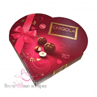 Сердце шоколадные конфеты в коробке (молочный шоколад с ореховым кремом), 110 г